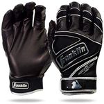 Franklin Sports MLB Batting Gloves - Powerstrap Chrome Adult Men's + Youth Batting Gloves Pair - Baseball + Softball Gloves - Black - Adult Medium