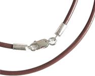 Dreambell 925 Sterling Silver Brown Round Natural Leather Cord 2mm Choker Necklace 14 Inches