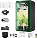 VIVOSUN GIY 3x3 Grow Tent Complete System, 3x3 ft. Grow Tent Kit Complete with 4-inch Inline Fan Package, VS2000 LED Grow Light, Temperature Humidity Monitor, Netting, Grow Bags, Pruning Shear & Timer