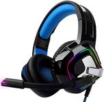 August Gaming Headset EPG100L - Stereo Surround Sound Noise Cancellation Wired Headphones with Adjustable Microphone and RGB Light Compatible PC Mac Tablets Phones