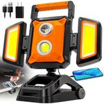 40W Rechargeable Work Light with Clamp, 4000LM Magnetic Work Light Battery Powered with 5 Lights Mode, Waterproof Portable Cordless Job Site Lighting for Construction Site, Workshop, and Car Repairing
