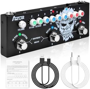 AZOR Multi Effects Guitar Pedal with 3 Preset,8 IR Cab 9 AMP Models, Reverb Delay Overdrive, Distortion and Tuner for Electric Guitar, Rechargable Multi Effect Pedal