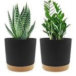 6.5 inch Plant Pot, 2 Pack Planters for Indoor Plants with Drainage Holes & Saucer, Outdoor Garden Flower Pots Modern Decor