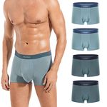 VEEAMON Men's Boxer Briefs Ice Silk Cotton Modal Seamless Panties Underwear 4-Pack With Gift Box, Coral Green/Graphite Gray (Modal), Small