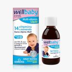 4 Pack Wellbaby 6 Months - 4 Years Old, 14 Essential Mulivitamin (Including Vitamin D) 150ml Per Bottle (600ml in Total)