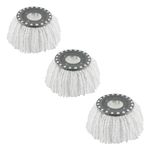 3 Pack Premium Replacement Mop Heads Refill for 360° Rotating Round Spin Magic Mop Microfibre, White