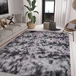 Cinknots Area Rugs Fluffy Carpet Modern Living Room Bedroom Baby Nursery Dorm Soft Non-slip Carpet Large Modern Indoor Shaggy Carpet Room Home Décor (Black Gray, 160x230cm)