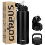 GOPPUS 1.2L/40oz Stainless Water Bottle with Straw Large Thermal Bottle 1200ml Flip Top Metal Bottles Cold Drink Leakproof Flask Big Drinks Bottles Double Walled Insulated Bottle Travel Water Bottle