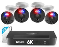 Swann 12MP Home Security Cameras with 8580 2TB HDD Recorder, NVR Security Camera System, 8 Channel 4 Cam, Wired Surveillance Security Camera Outdoor Indoor, PoE Cat5e, Color Night Vision, 2-Way Audio