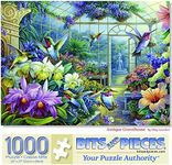 Bits and Pieces - 1000 Piece Jigsaw Puzzle for Adults 20" x 27" - Antique Greenhouse - 1000 pc Flower Garden Country Bird Fountain Jigsaw by Artist Oleg Gavrilov