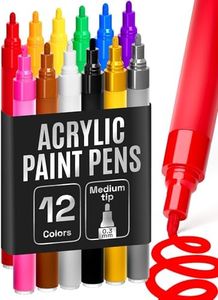 ARTISTRO Acrylic Paint Pens, Fabric Markers Acrylic Paint Markers, Acrylic Markers for Fabric, Canvas, Rock, Glass, Wood, Paper, DIY, Paint Markers, Multicolor (Medium Tip, 12)