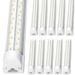 VShape 10 Pack 8FT LED Shop Light, 100W 5000K, Daylight Bright, T8 LED Garage Light, No RF & FM Interference Linkable Shop Light, 8 Foot LED Shop Lights Hardwired Installation