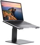 Adjustable Laptop Stand for Desk, Computer Stand for Laptop, Laptop Riser - Apple Macbook Stand, Dell, HP, Macbook Pro Air - Grip Pads - Fits all 10-17inch Laptops - Silver (Black)