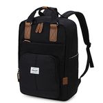 RAVUO School Backpack, Water Resistant Vintage School Bags 15.6 inch Laptop Backpack for Men Women Teenage Girls College Backpack Rucksack Black