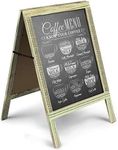 Flexzion A-Frame Sidewalk Sign Outdoor Chalkboard Easel Rustic Vintage Framed Chalkboard Folding Sign, Two-Sided Standing Menu Board for Food Truck, Sandwich Board Sign, Bar Specials, Wedding and More