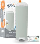 Diaper Genie Platinum Diaper Pail, Sage Green - Made in Durable Stainless Steel and Includes 1 Easy Roll Refill with 18 bags