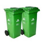Nilkamal Dustbin | 120 Ltrs | Dustbin with wheels | Outdoor garbage cans | Big dustbin with lid outdoor | Big dustbin extra large size for outdoor | (Pack of 2, Green & Green)