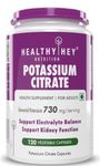 HealthyHey Nutrition Potassium Citrate -120 Vegetable Capsules