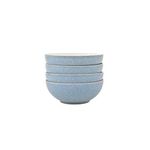 Denby - Elements Blue Cereal Bowls Set of 4 - Dishwasher Microwave Safe Crockery 820ml 17cm - Blue, White Ceramic Stoneware Tableware - Chip & Crack Resistant Soup Bowls