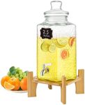 VEVOR Beverage Dispenser, 2.5 Gallon Drink Dispensers for Parties, Glass Juice Dispenser with Stand, Stainless Steel Spigot, Iced Tea Lemonade Juice Water Dispenser, for Restaurants, Hotels, Parties