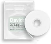 Davids Expanding Dental Floss + Refill w/Hydroxyapatite, No Break Woven Strands, Waxed, Vegan, Cocoa Butter & Mint, Kid Friendly, Refillable Dispenser, 66 yd