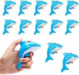 12 Pack Mini Shark Water Guns for Kids Birthday, Blue Squirt Toys for Summer Pool Party Favors