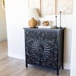 PHI VILLA Black Accent Cabinet - Accent Storage Cabinet Small Accent Cabinet with Doors Entryway Cabinet, 2 Door Accent Cabinet