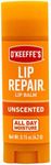 O'Keeffe's Unscented Lip Repair Lip Balm Stick, Unflavored, All Day Moisture, Soothes Dry Cracked Lips, 4.2g/0.15oz Stick, (Pack of 1), 22304