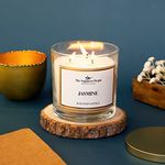 The Fragrance People Luxury 3-Wick Scented Jasmine Wax Candle - Organic Glass Jar Candles with Cotton Wick - Essential Aroma Oils for Home Decor & Luxury Gift - up to 28 Hours