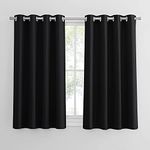 PONY DANCE Small Window Blackout Curtain Pair Thermal Insulated Window Treatments Halloween Decoration for Kitchen/Bathroom/Bedroom, 2 Pcs, Wide 52-inch by Drop 45-inch, Black