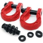 GearAmerica Mega Shackles Red (2PK) | 68,000 lbs Capacity - Stronger than 3/4" D Rings | Tow Shackle + 7/8" Pin + Washers | Securely Connect Tow Strap or Winch Rope to 4x4 for Off-Road 4x4 Recovery