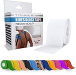 Titanium Sports Kinesiology Tape - 5m Roll of Elastic Water Resistant Tape for Support & Muscle Recovery - Quality Sports Tape (White)