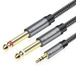 POSUGEAR 5M 3.5mm to 6.3mm Mono Cable, 1/4 to 1/8 Inch Male to Male Audio Splitter Nylond Braid and Gold-Plated Cable, Digital Interface Instrument Cable for Mixer, Audio Recorder, Guitar, Amplifier