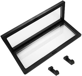 AcbbMNS 10Pcs Black Floating Frame Display Case with Stands, 23 x 9 x 2cm Transparent Plastic Display Box PE Film Jewelry Coin Collectibles Storage Box