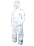 DuPont Tyvek 400 TY127S Protective Coverall with Hood, Disposable, Elastic Cuff, White, Large (Pack of 25)