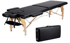 R A Products 2 Section Foldable & Portable Wooden Massage Bed Table With Carry Case For Beauty Salon Spa