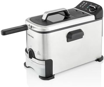 Morphy Richards Filter Pro Stainless Steel 3L Deep Fat Fryer, Detachable Basket Handle, Self-cleaning Oil Filtration System, Viewing Window, Variable Temperature Control, Stainless Steel, 2KW,482001