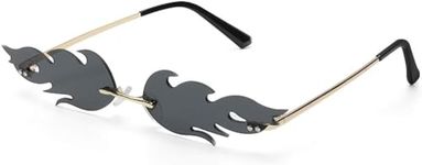 Fusked Fire style Glasses Sun Glasses Stylish and Trendy party glasses Multicolor | Fire Flame Sunglasses Flame Rimless Sunglasses Rimless Wave Glasses Fire Shape Glasses Eyewear (Black)