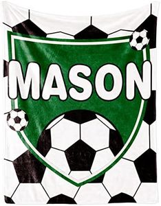 Personalized Soccer Blanket with Name for Boys, Custom Name Blanket for Teen, Soft Flannel Soccer Customized Gift for Birthday 50"x60"