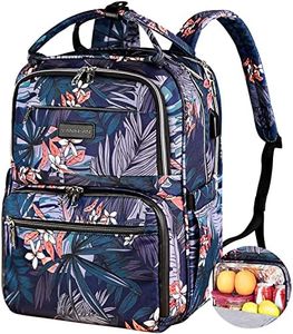 VANKEAN Lunch Backpack for Women Cooler Bag with Lunch Box, Large Laptop Backpack with USB Port for 15.6 Inch Laptops, Waterproof Backpack Insulated Lunch Bag for School/Work/Camping