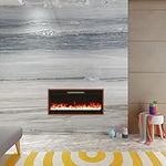 Acezanble 40" Electric Gas Fire 9 Different Flame 14 LED Color Remote Control Fireplace Black