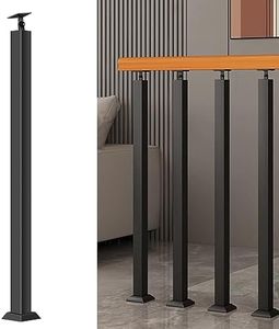 Square Stair Baluster Posts- 270° Adjustable Metal Railing Spindles with Flat Bracket Base and Screws Kits; Black Iron Posts are Suitable for Deck, Balcony, Stair, Indoor and Outdoor Decor