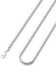 925 Sterling Silver Box Chain Lobster Clasp 2mm Silver Chain for Women Men Silver Necklace Chain 20 Inches