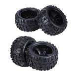 RC Truck Car Tire, 4 Pcs Rubber Tyre Tires & Plastic Hubs Wheel Rims Accessories for 1/8 RC Truck Car Accessory Parts