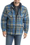 Legendary Whitetails Men's Standard Maplewood Hooded Shirt Jacket, Slate Hatchet Plaid, Medium