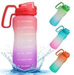 Spanker Ultima Motivational Water Bottle Half Gallon With Handle, Time Marker Large Capacity 2000 Ml, Leakproof Bpa Free Fitness Sports Water Bottle (Pink Purple) - Sstp - Plastic