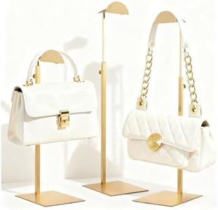 K KAIDIYIN Purse Display Stand, 3 Pack Purse Stands for Display, Gold Purse Display Heavy-Duty Steel Handbag Display Stand Adjustable Bag Display Stand Holder Purse Rack for Retail, Boutiques, Shop