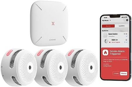 X-Sense Smart Smoke Detector with SBS50 Base Station, Wi-Fi Smoke Alarm Compatible with X-Sense Home Security App, Wireless Interconnected Mini Fire Alarm, Model FS31