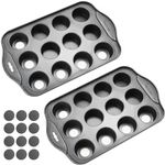 Chris.W 2 Pack 12 Cavity Mini Cheesecake Pan with Removable Bottom, Nonstick Springform Pan, Bundt Cake Pan, Baking Dishes, Mini Muffin Pans Cake Mold for Cake Chocolate Egg Tart ＆ Others Bake Food