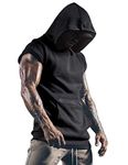 Vests for Men Sleeveless Gym Hoodie Running Sports Tops Smart Hooded Training Boxing T Shirt Clothes Black L